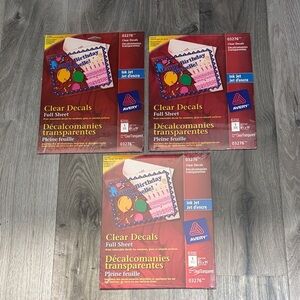 Avery 03276 Ink Jet Clear Decals - Lot of 3 Packages - New Unopened